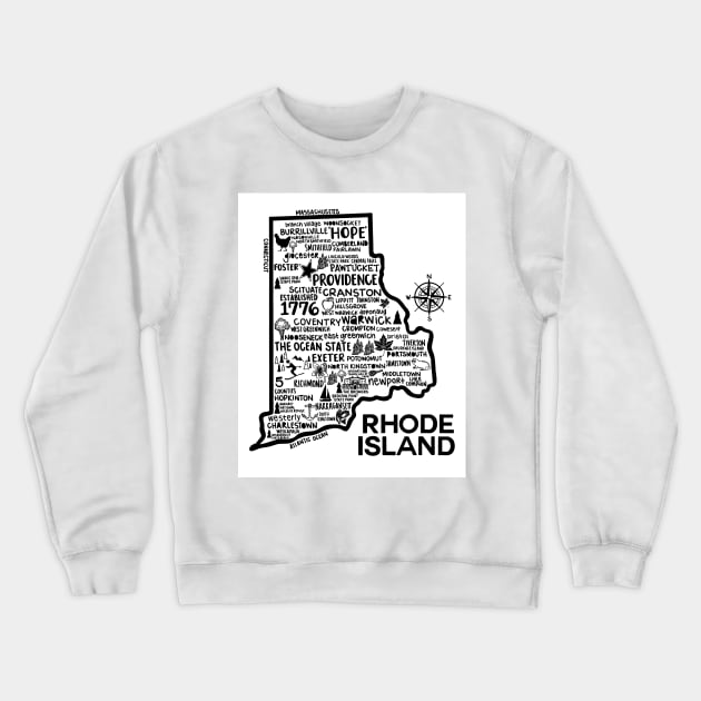 Rhode Island Map Crewneck Sweatshirt by fiberandgloss